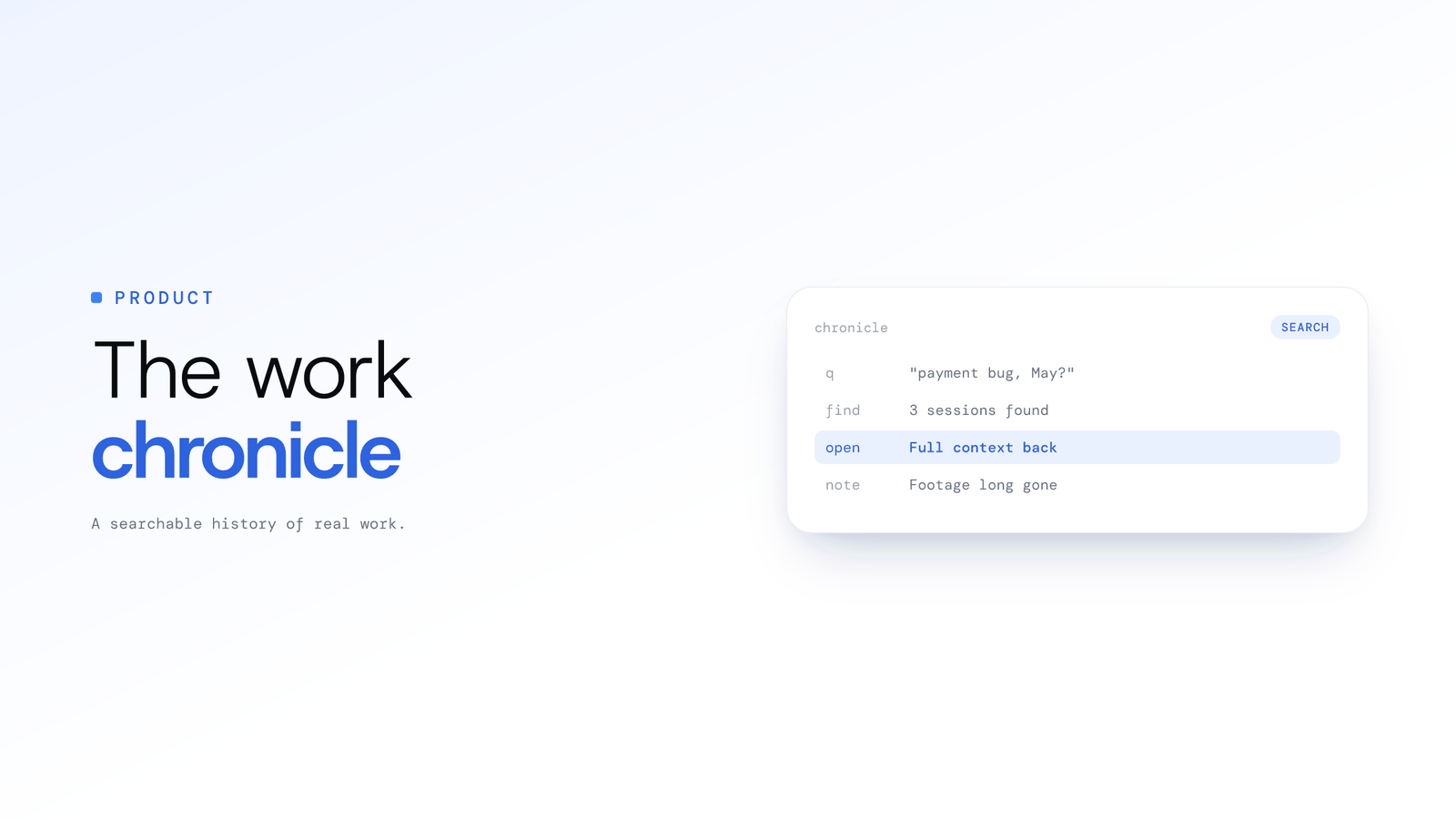 Searchable Work History: The Work Chronicle
